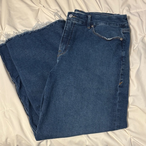 Good American Denim - Good American Good Waist Palazzo Cropped Jeans in Indigo424